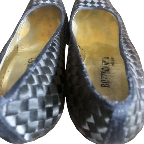 Vintage 90’s Bottega Veneta Black Classic Silk Woven Pumps EU39 US 9 ITALY RARE - Picture 7 of 16